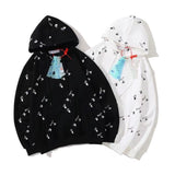 Autumn And Winter Full Printed Palm Letter Pullover Velvet Padded Hooded Sweatshirt