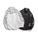Men Shacket Long Sleeve Autumn Shirt Autumn Back Letter Print Casual Shirt