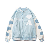 Mens Fall Outfits Autumn Winter Retro Simple Love Embroidered Baseball Uniform Jacket Coat