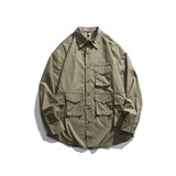 Men Shacket Long Sleeve Autumn Shirt Autumn Shirt Solid Color Casual Retro Loose Casual Shirt Men