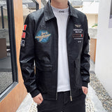 Hand Painted Leather Jackets Men's Leather Slim Fit Autumn and Winter Motorcycle Clothing Embroidered Flight Suit