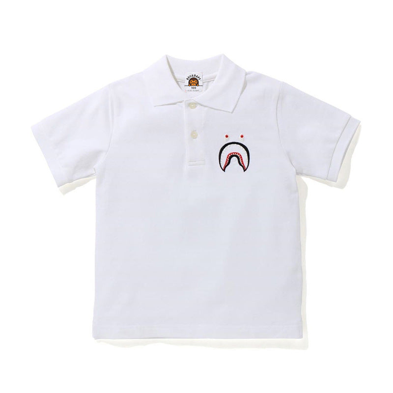 A Ape Print for Kids T Shirt Spring/Summer Lapel Polo Shirt Short-Sleeved Casual T-shirt