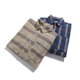 Men Shacket Long Sleeve Autumn Shirt Autumn Striped Grid Lapel Cardigan Youth Shirt