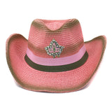 Wester Hats Western Cowboy Ethnic Style Pink Straw Hat Men and Women Beach Hat