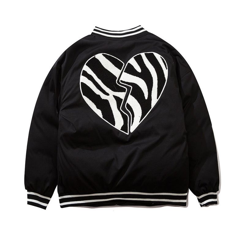 Heart Printing Men's plus Size Retro Sports Casual Coat Top Long Sleeve Men Cotton Mixed Jackets