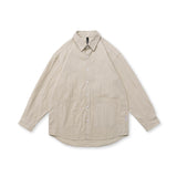 Men Shacket Long Sleeve Autumn Shirt Autumn Solid Color Pleated Washed Patch Pocket Casual Long Sleeve Shirt Men