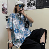 Harajuku Clothing Men's Tshirt Classic Retro Shirts Summer Flower Print Loose Short Sleeve T-shirt Men and Women Casual Tops