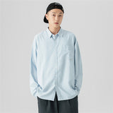 Men Shacket Long Sleeve Autumn Shirt Autumn Solid Color Simple Cityboy Youth Shirt