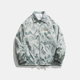 Men's Spring plus Size Retro Sports Jacket Cartoon Printed Coat Youth Versatile Top Trendy Men Coat