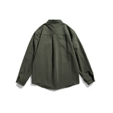 Men Shacket Long Sleeve Autumn Shirt Autumn Leisure Shirt Solid Color Retro Shirt for Men