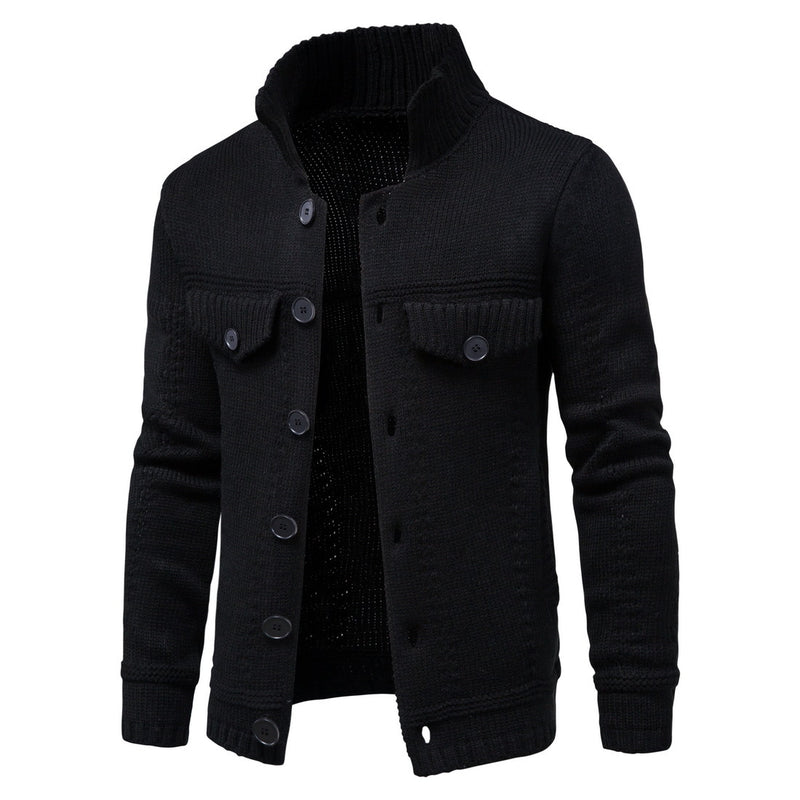 Men Cardigan Sweater Autumn Men's Knitwear Lapel Workwear Cardigan Outerwear Sweater