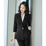 Women Pants Suit Uniform Designs Formal Style Office Lady Bussiness Attire Blue Work Clothes