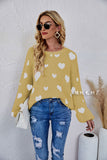 Valentine's Day Outfits Knitted Heart round Neck Temperament Commute Sweater Pullover Sweater for Women