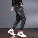 Relaxed Tapered Jean Spring and Autumn Fashion All-Match Casual Elastic plus Size Harem Quality Denim Trousers Men