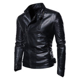 Urban Leather Jacket Men's Leather Coat Male Youth Stand Collar Punk Male Motorcycle PU Leather Jacket
