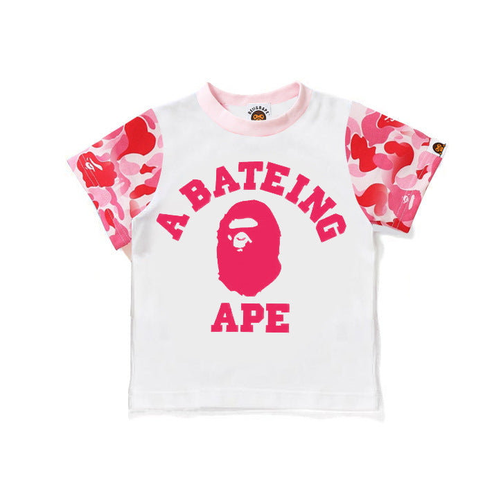 A Ape Print for Kids T Shirt Children's Short-Sleeved Cotton Casual T-shirt Men
