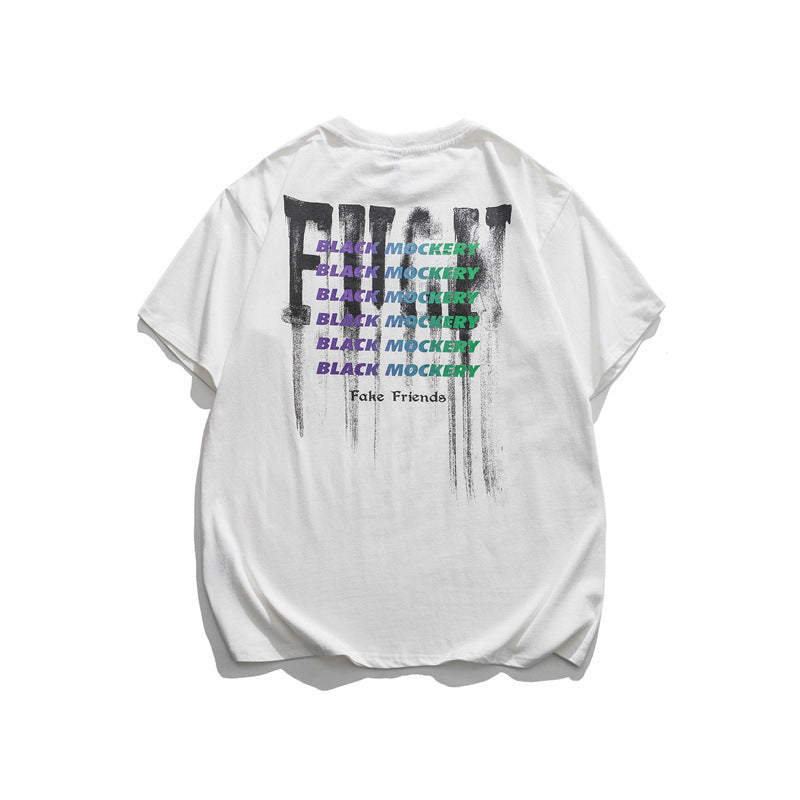 2022 Summer man t shirt Graffiti Letter Print Short-Sleeve