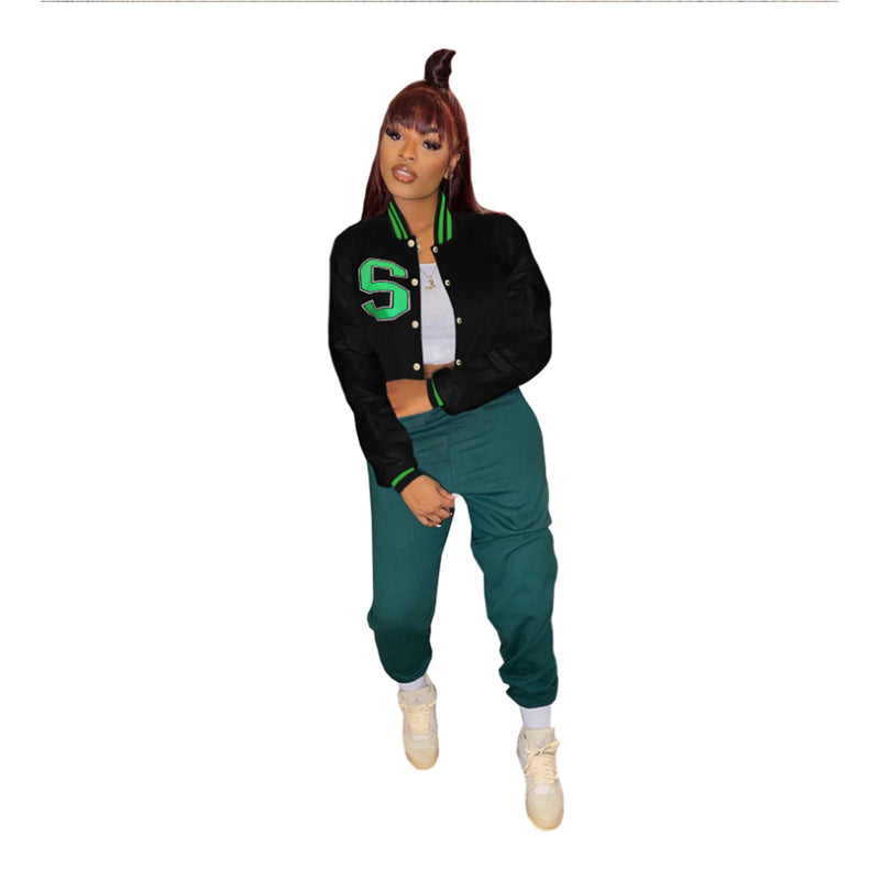 Cheerleader Letterman Jacket Hot Embroidered Cardigan Casual