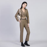 Women Pant Suit Uniform Designs Formal Style Office Lady Bussiness Attire Spring High Waist Slimming Pants Two-Piece Set