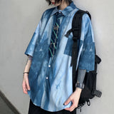 Harajuku Clothing Men's Casual Shirts Men's Summer Vintage Printed Loose Casual Shirt