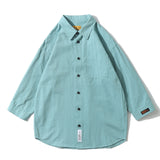 Men Shacket Long Sleeve Autumn Shirt Summer Casual Loose Men's Three-Quarter Sleeve Shirt Retro Personality Couple Shirt