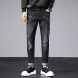 Men Summer Jeans Spring Slim-Fitting Stretch Skinny Jeans Large Size Retro Sports Trousers Men's Eans