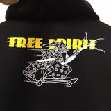 Early Spring Cartoon Skateboard Music Old Man Pattern Hooded Sweater
