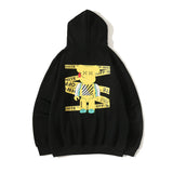 Autumn And Winter Cartoon Robot Pattern Velvet Padded Hooded Sweatshirt Men And Women Same Style
