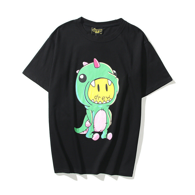 Justin Bieber Drew House T shirt Smiley Dinosaur Short Sleeve Men's and Women's T-shirt