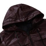 Urban Leather Jacket Fall Winter Men Fashion Hooded Leather Jacket Coat