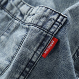 Men Shacket Long Sleeve Autumn Shirt Autumn Snowflake Washed-out Vintage Loose Denim Casual Shirt