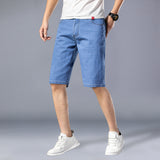 Men Jean Shorts Summer Denim Shorts Men's Loose Straight Stretch Casual Large Size Cropped Denim Shorts