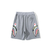 A Ape Print Shorts Fashion Brand Summer Loose Casual Double Camouflage on Side Shark Head Shorts Cropped Pants