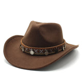 Wester Hats Autumn and Winter Western Denim Wool Jazz Top Hat Fur Felt Hat
