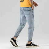Men Distressed Jeans Man Ripped Jean Destructed Denim Pants Cropped Mens Spring Summer Ripped Denim plus Size Retro Sports Trousers Clothing