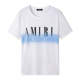 Amiri T Shirt Color Ink Splash Paint Lettered Casual Round Neck