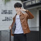 80's Leather Jacket Fall and Winter Lapels Men's Fleece Leather Jacket Youth Warm PU Leather Jacket Men's Jacket