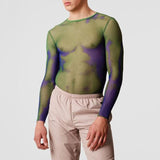 Rave Outfits Men Long Sleeve Shirt See-through Bottoming Shirt Male Transparent Sexy T-shirt
