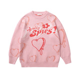 Men Fall Outfits Vintage Cartoon Letter Autumn Sweater Knitwear Coat