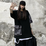 Harajuku Clothing Men's Tshirt Classic Retro Shirts Summer Retro Patchwork Workwear Short Sleeve T-shirt Men and Women
