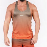 Slim Fit Muscle Gym Men T Shirt Men Rugged Style Workout Tee Tops Muscle Brothers Summer Gradient Sleeveless Men's T-shirt Simple Trend Casual Male Vest