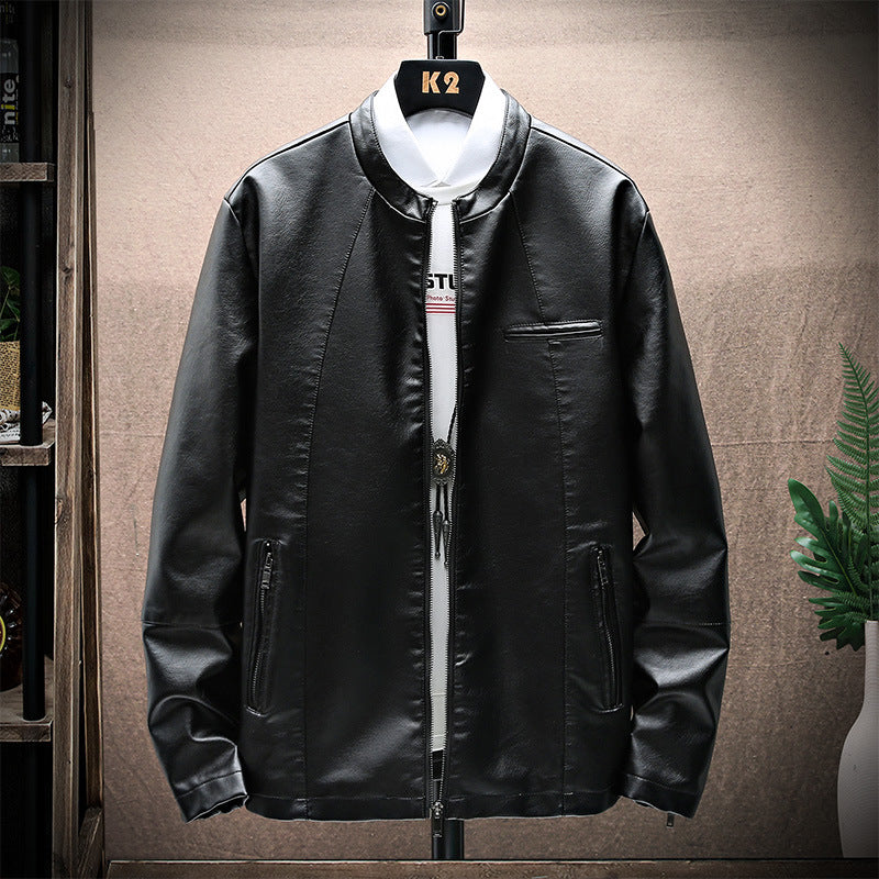 Spring Men's Leather Baseball Collar PU Leather Men's Clothing Youth Coat Men Pu Jacket