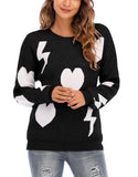 Valentine 'S Day Outfits Autumn And Winter Sleeve Love Lightning Round Neck Sweater