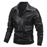 80's Leather Jacket Spring and Autumn Men's Leather Jackets Velvet Youth Motorcycle Leather Coat Men's Coat