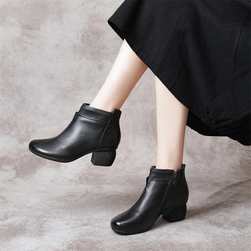 Coachella Ankle Boots Retro Thick Mid Heel Boots