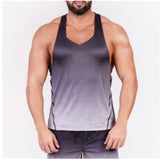 Slim Fit Muscle Gym Men T Shirt Men Rugged Style Workout Tee Tops Muscle Brothers Summer Gradient Sleeveless Men's T-shirt Simple Trend Casual Male Vest