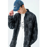 Men Shacket Long Sleeve Autumn Shirt Long Sleeve Couple Loose Shirt Men Plaid Jacket