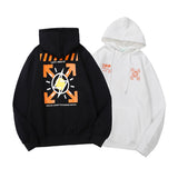 Autumn And Winter Joint Name Lightning Arrow Pattern Velvet Padded Hooded Sweatshirt Men And Women Same Style