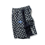 Mens Jean Shorts Fashion Brand Plaid Stitching Denim Shorts Street Fashion Loose Casual Shorts Summer Straight Short Pants