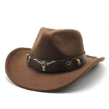 Wester Hats Cow Head West Cowboy Hat Woolen Jazz Top Hat Men Ladies' National Style Autumn and Winter Felt Cap